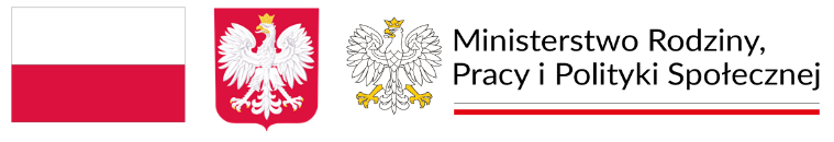 Fla, godło i logo Ministerstwa Rodziny i Polityki Społecznej